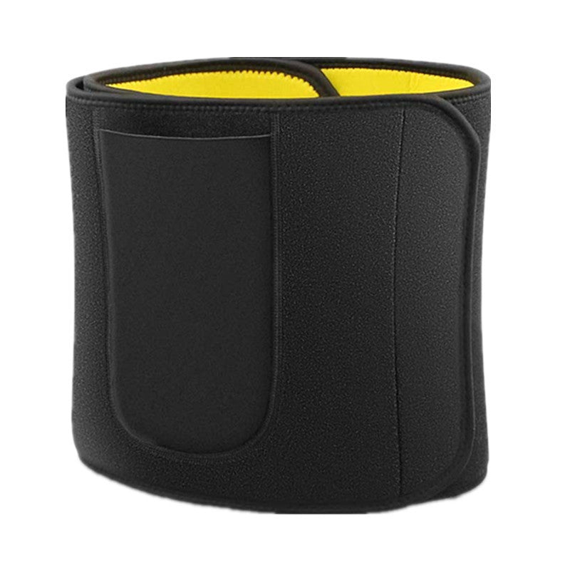 Black waist trainer with yellow interior on a white background