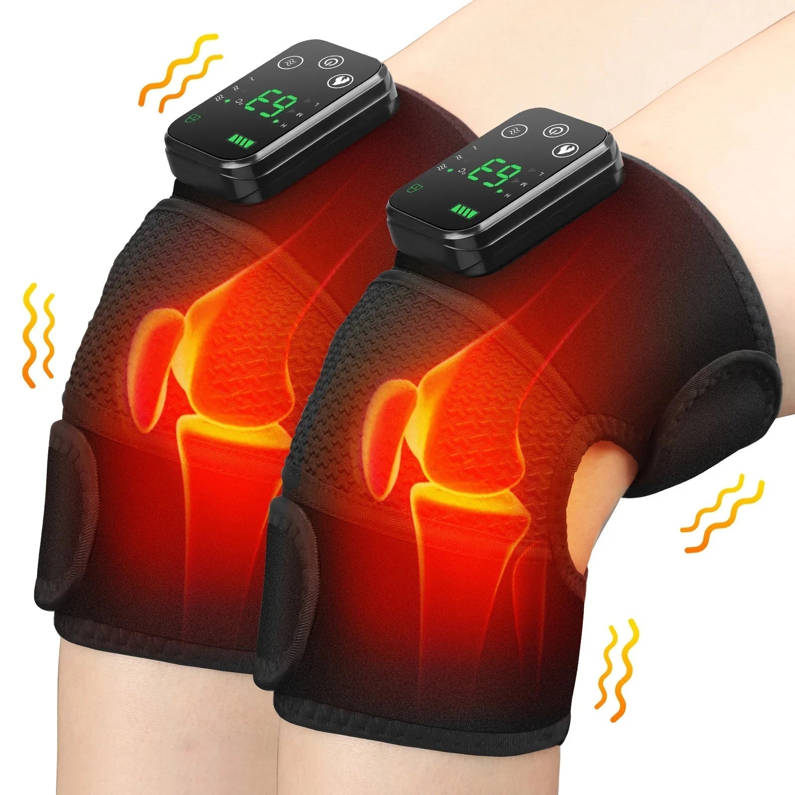 Electric Heating Knee Massager – Heated Vibration Knee Support for Pain Relief & Recovery