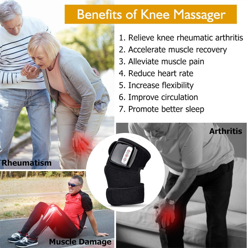 Electric Heating Knee Massager – Heated Vibration Knee Support for Pain Relief & Recovery