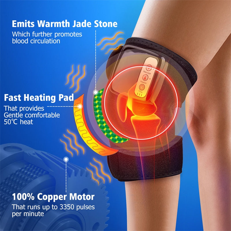 Electric Heating Knee Massager – Heated Vibration Knee Support for Pain Relief & Recovery